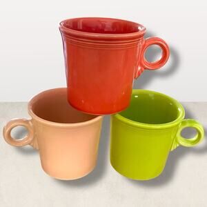 Fiestaware USA Mugs Tom & Jerry Retired P86 Persimmon Apricot Lemongrass Trio